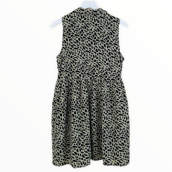 Umgee Green & Black‎ Printed Partial Button Down Shirt Dress Size Small - Picture 3 of 6